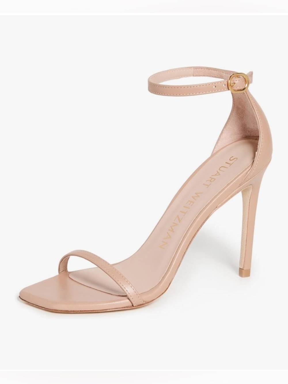 Stuart Weitzman Women's Nudistcurve 100 Smooth Leather Sandals Size 8.5